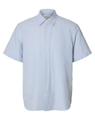 Selected - SLHRegclay Linenblend Kortærmet Skjorte - Dusty Blue